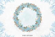 Christmas Wreath Clipart Winter Card, a Decorative Illustration by PawGraphic (Thumbnail 4 of 11)