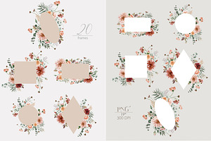 Terracotta Fall Floral Clipart