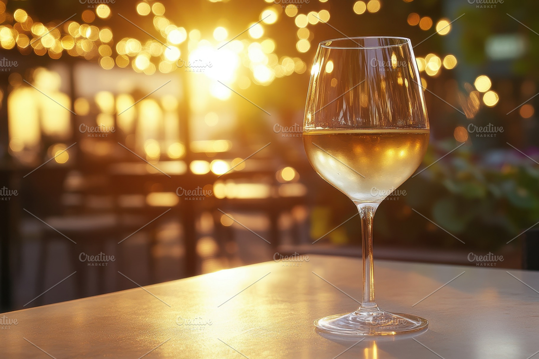 White wine sparkles in golden glow, a Photo by Pavel_design