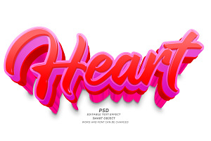 Heart PSD 3d Editable Text Effect, a Layer Style Add-On by TrueVector