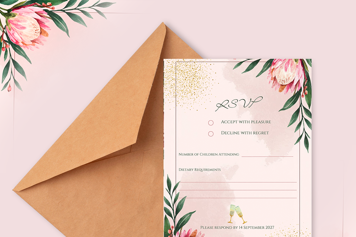 Protea - Wedding Invitations Suite, an Invitation Template by Khryna Designs (Photo 4 of 5)
