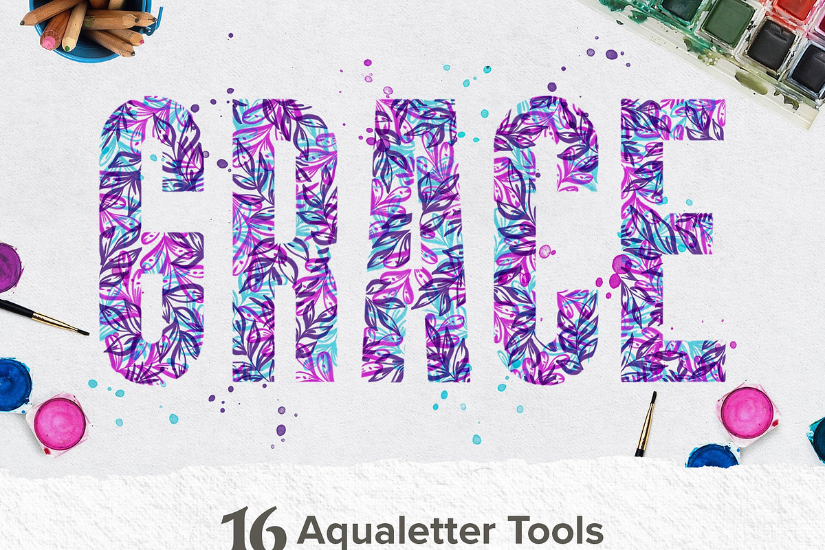 Watercolor Lettering Brush Toolbox, a Brush Add-On by Nico-Ng (Photo 3 of 16)