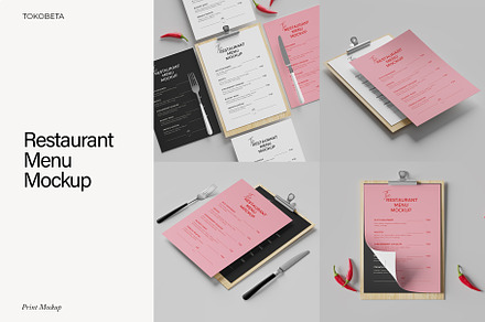 Restaurant Menu Mockup, a Product Mockup by Tokobeta