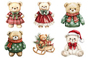Watercolor Christmas Teddy Bear Clip, a Seasonal Illustration by CitraGraphics (Thumbnail 5 of 7)