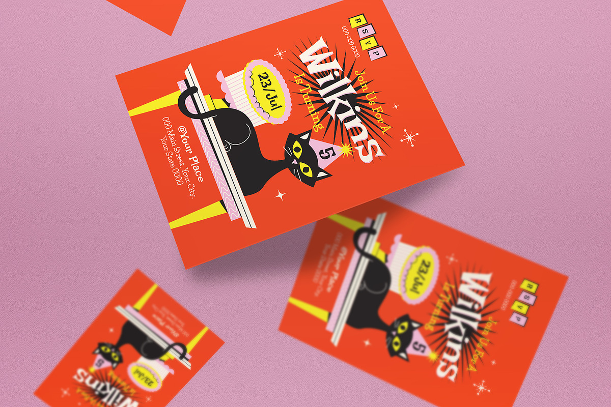 Mid Century Kids Birthday Invitation, an Invitation Template by graphicook (Photo 2 of 3)
