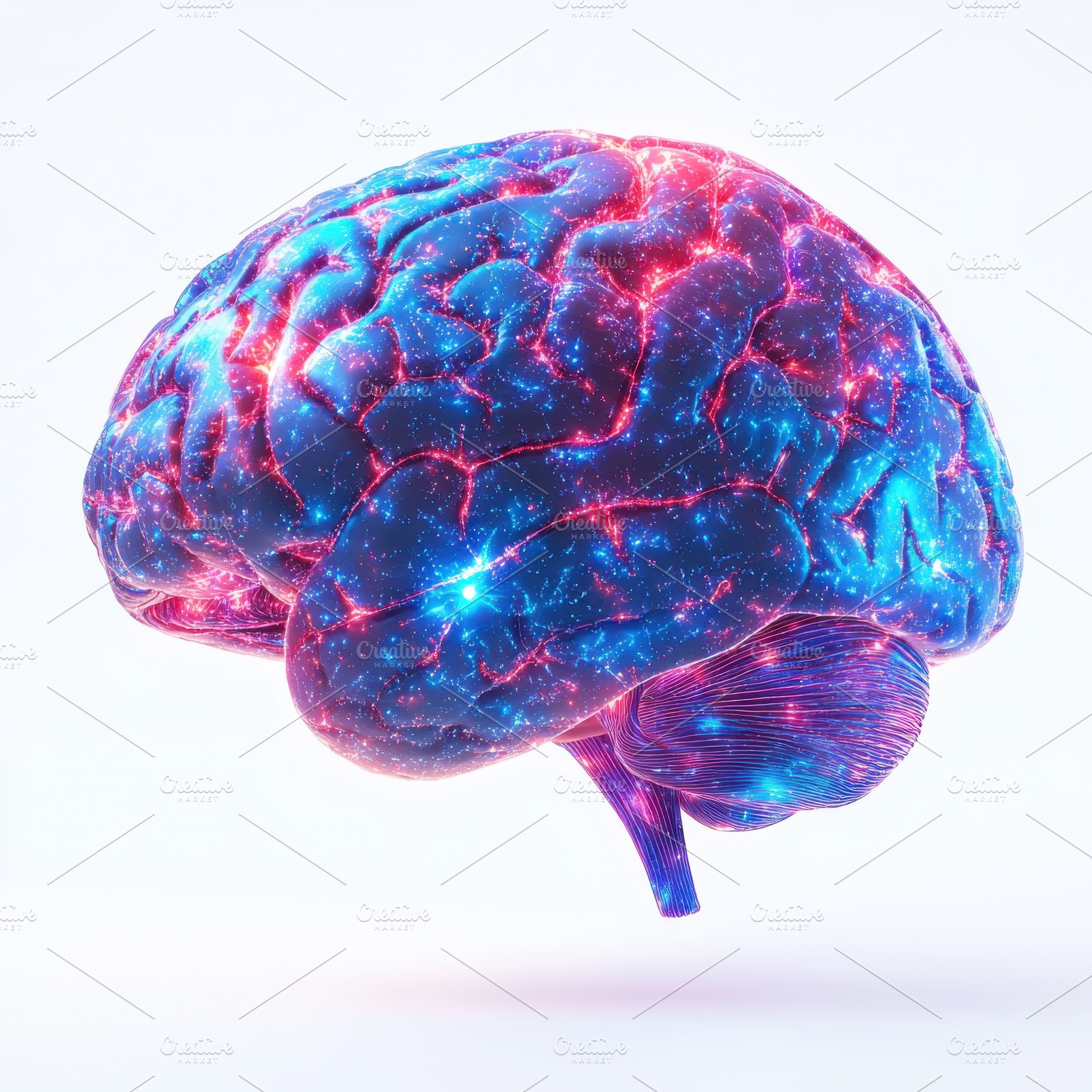Glowing Human Brain Neural Network A, a Health & Medical Photo by Pixeness Studio