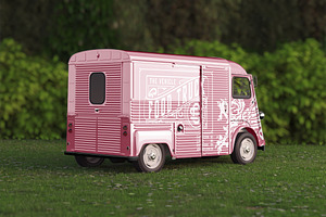 Vintage Food Truck Scene Mockup