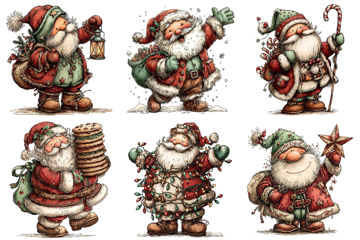 Whimsical Santa Claus Clipart, an Illustration by Craft Nest (Photo 6 of 9)