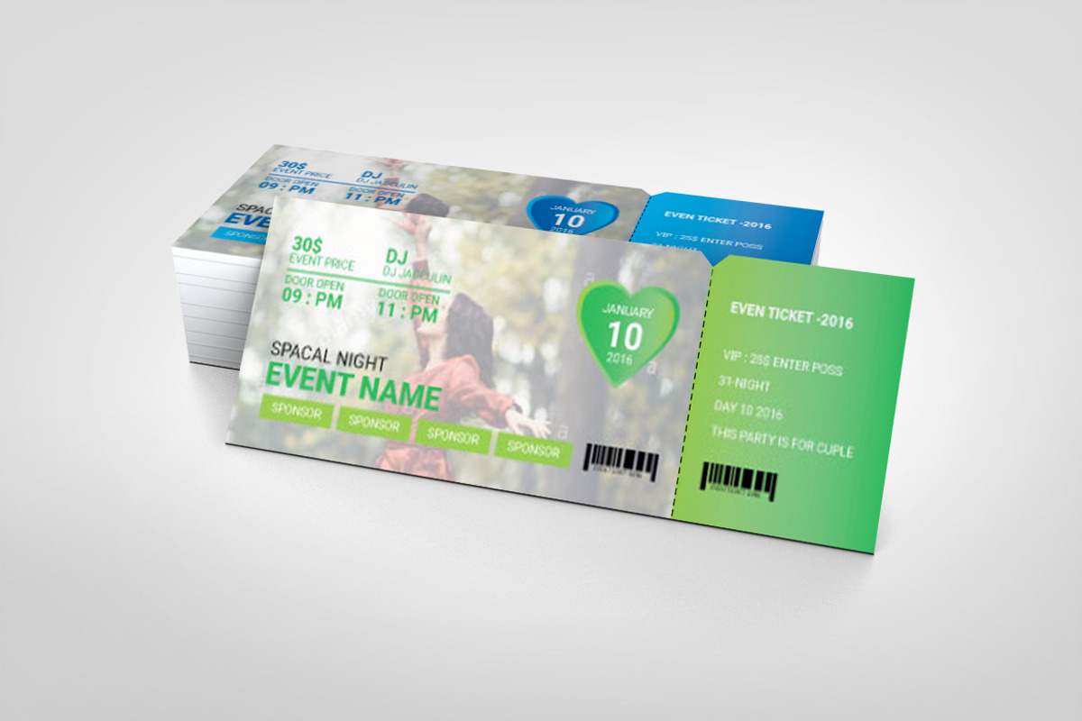 Modern Event Ticket Layout, a Card Template by BrandlyTemplate (Photo 2 of 3)
