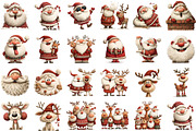 Christmas Santa & Reindeer Clipart, an Illustration by Sublimation Artist (Thumbnail 2 of 6)