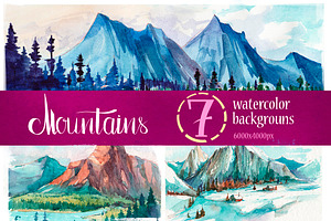 Watercolor mountains