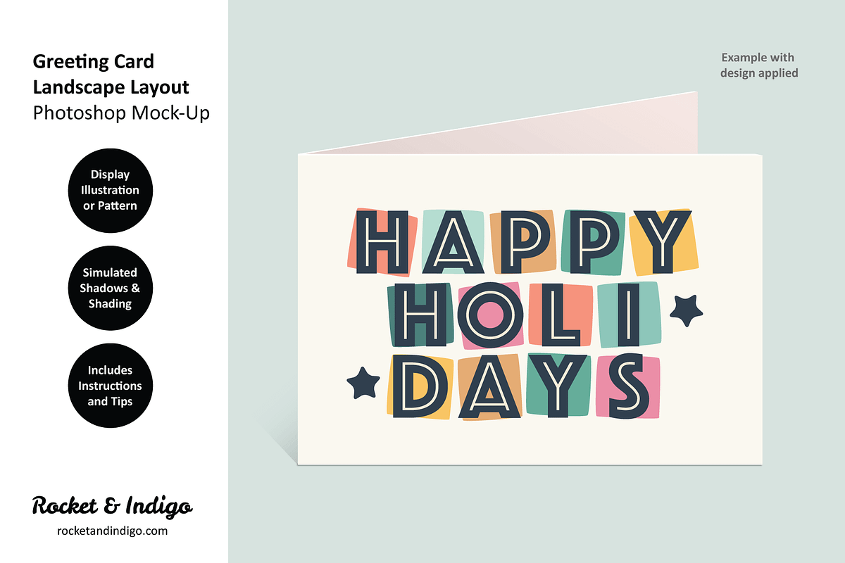 3 Greeting Card Photoshop Mock-Ups, a Print Template by Rocket & Indigo (Photo 8 of 10)
