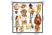 Watercolor Autumn Clipart Bundle, an Illustration by CraftCrateShop (Thumbnail 2 of 7)