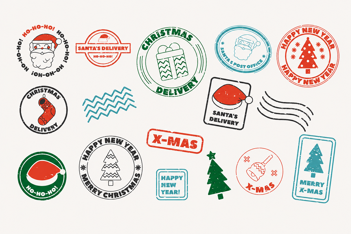 Christmas Stamps Illustrations, a Seasonal Illustration by Anna Studio (Photo 11 of 12)