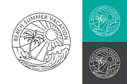 Tropical vacation line art logo, a Branding & Logo Template by Saba Vector (Thumbnail 1 of 3)