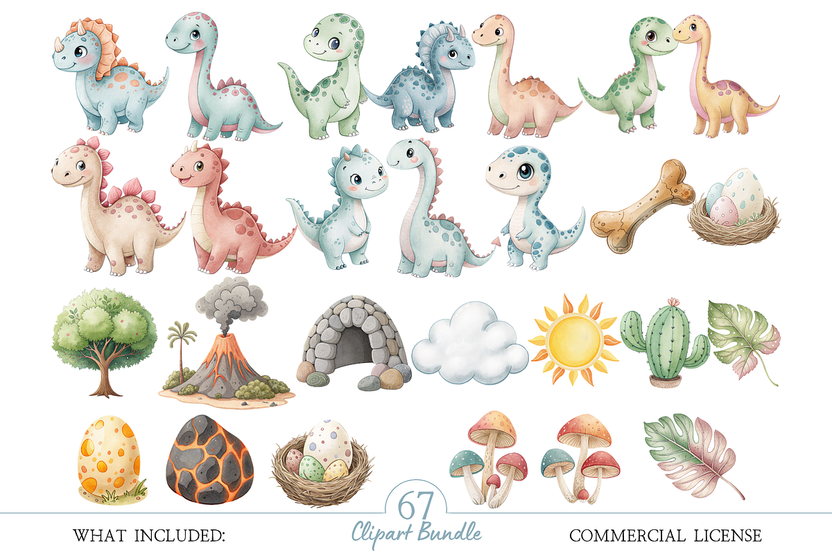 Adorable Dino PNG Set, an Illustration by MockupWizard (Photo 3 of 6)