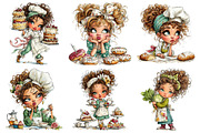 Cute Cooking Girl Clipart, a Seasonal Illustration by Daily.Designs (Thumbnail 2 of 4)