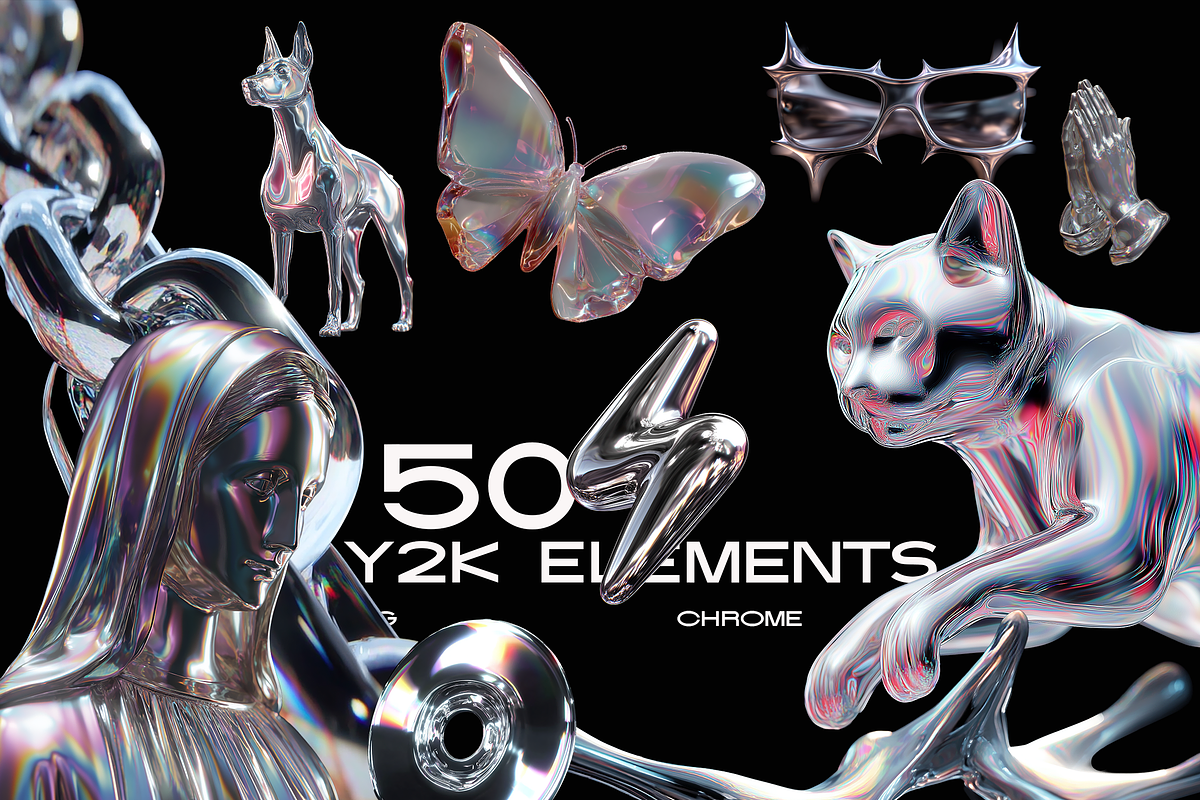 Chrome 3D Y2k Design Elements, an Object Graphic by THE PIGGEST (Photo 6 of 11)