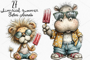 Whimsical Summer Safari Animals PNG, a Seasonal Illustration by Canvas Craft