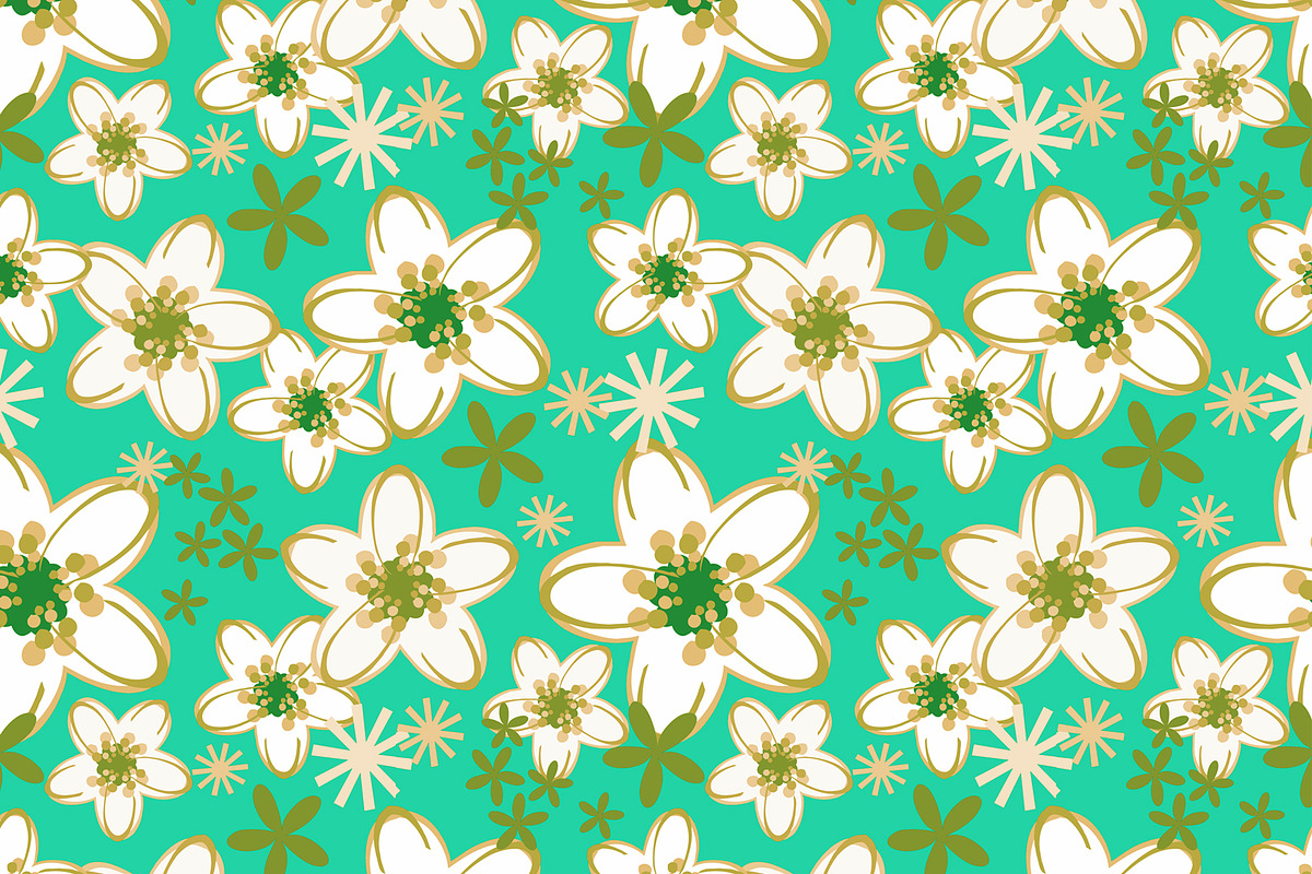 Green Floral Fabric Pattern Seamless, a Pattern Graphic by Sharon Schwalbe