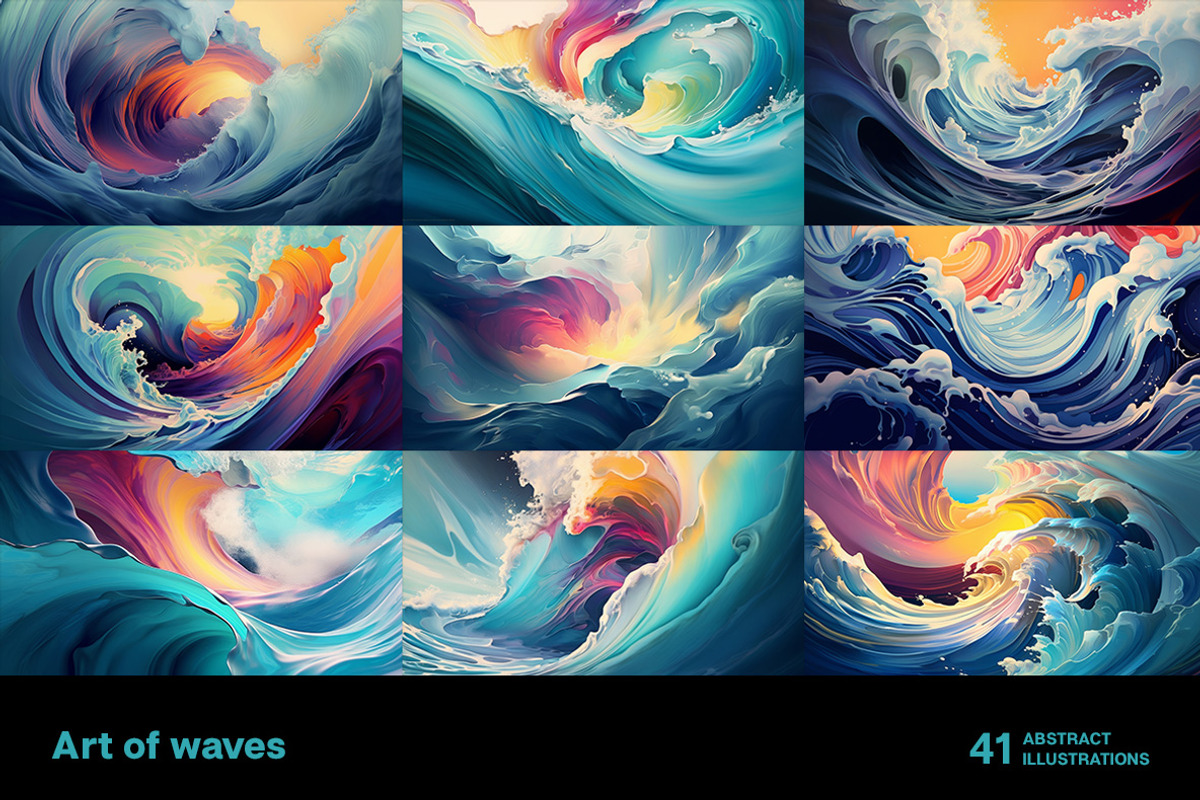 Art of waves. 41 images, a Decorative Illustration by Handmadefont (Photo 2 of 11)