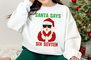 Funny Santa Says Six Seven Png, an Illustration by Canvas Craft