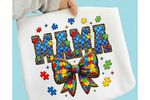 Coquette Autism Mama PNG, an Illustration by designcity5