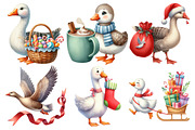 Christmas Geese Clipart, an Illustration by Pixels.Craft (Thumbnail 3 of 7)