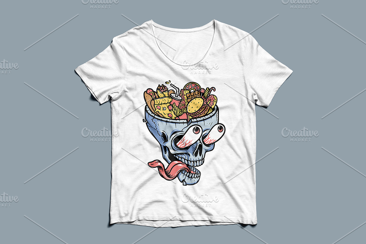 lots of food on top of the skull, an Illustration by gunaonedesign (Photo 3 of 4)