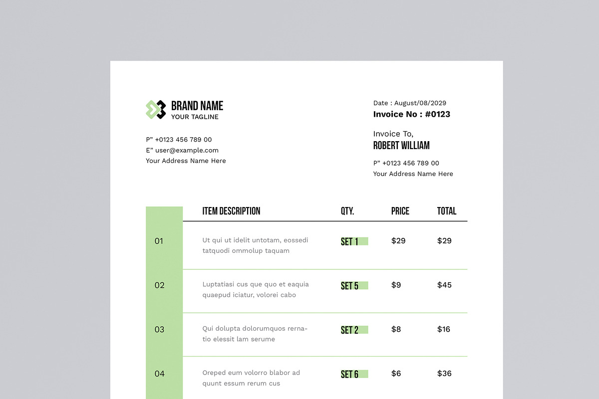 Invoice Design Layout, a Stationery Template by MightyDesign (Photo 2 of 7)