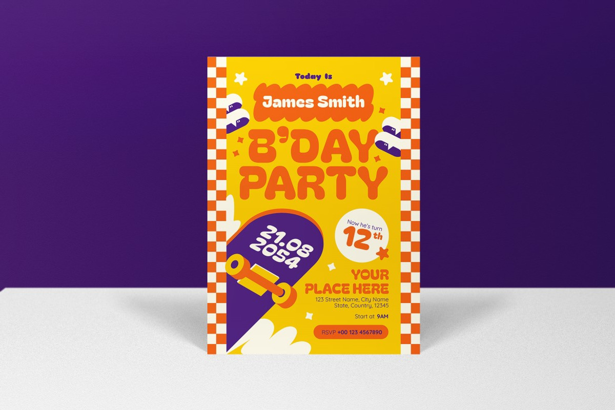 Yellow Pop Art Birthday Invitation, an Invitation Template by graphicook (Photo 3 of 3)