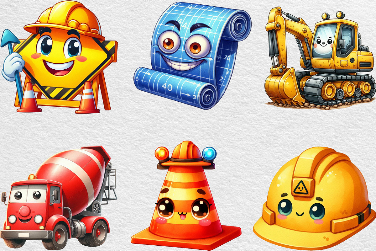 Cute Construction Clipart PNG, an Illustration by Black Bird Studio (Photo 3 of 6)