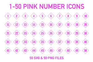 1-50 Pink Outline Cube Numbers