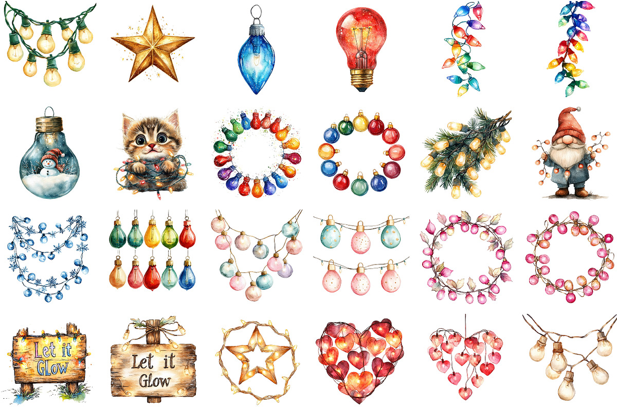 Christmas Lights Sublimation Clipart, an Illustration by Sublimation Artist (Photo 2 of 6)