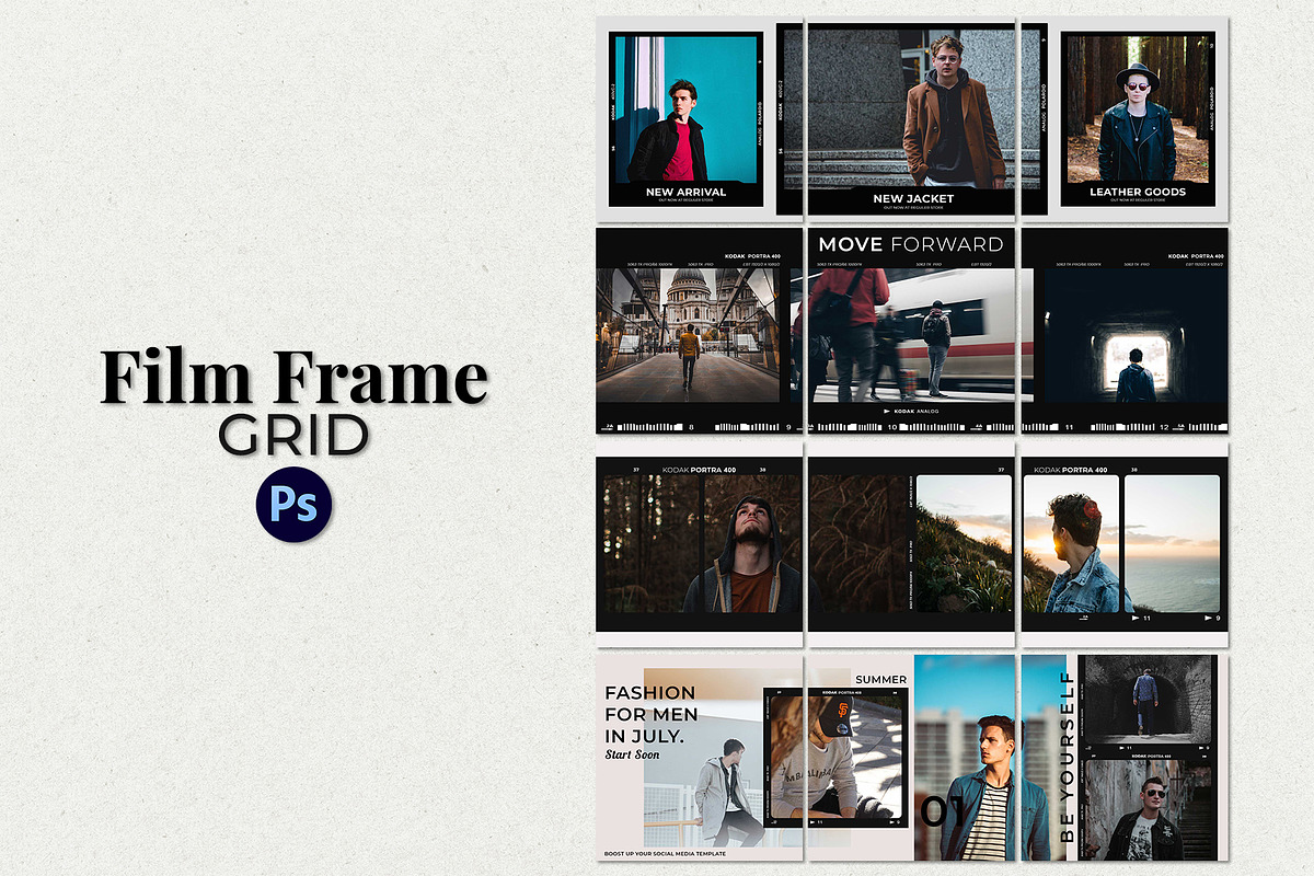 Film Frame Insta Grid (TriplePost), a Social Media Template by Analogi Studio (Photo 4 of 11)