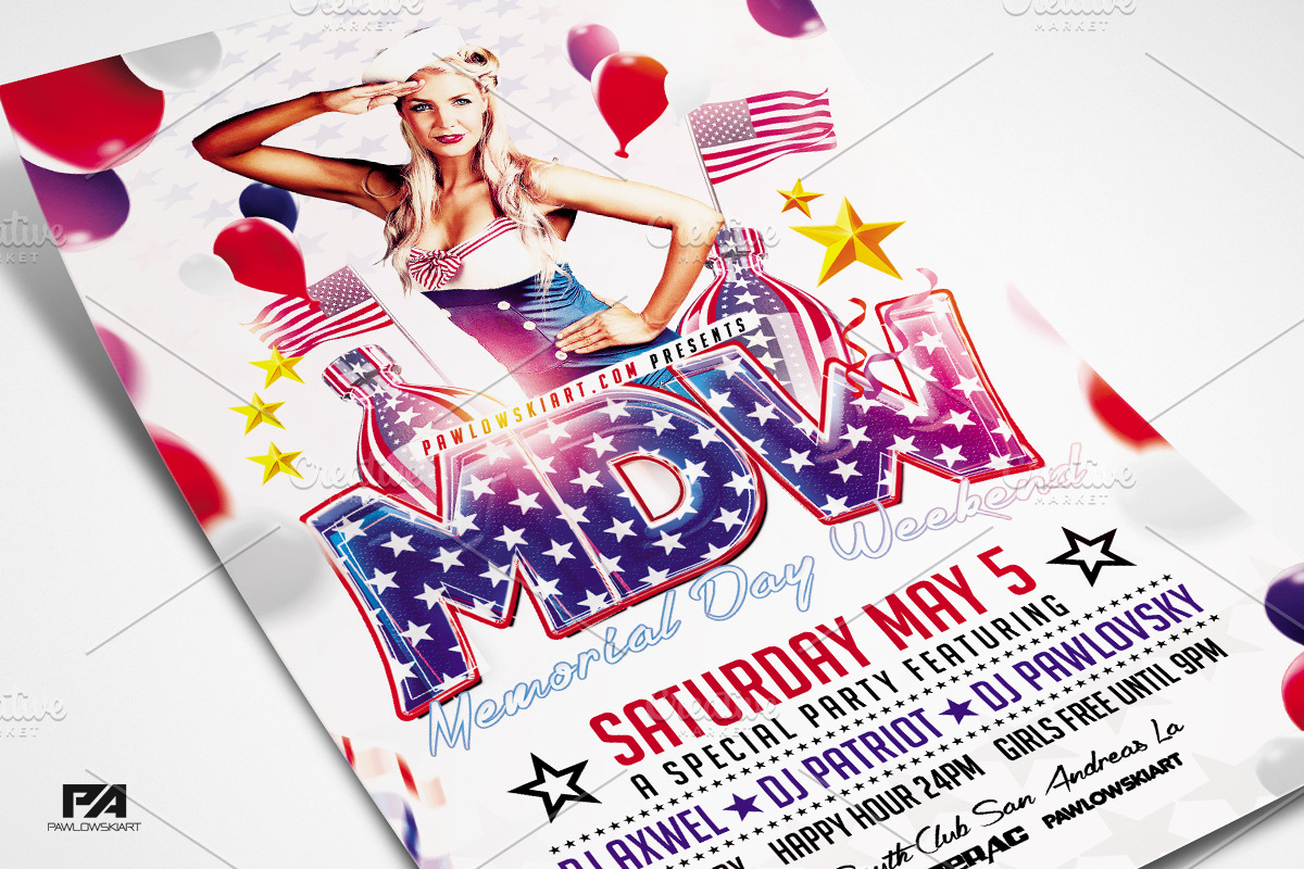 Memorial Day Weekend Flyer Template, a Flyer Template by PawlowskiArt