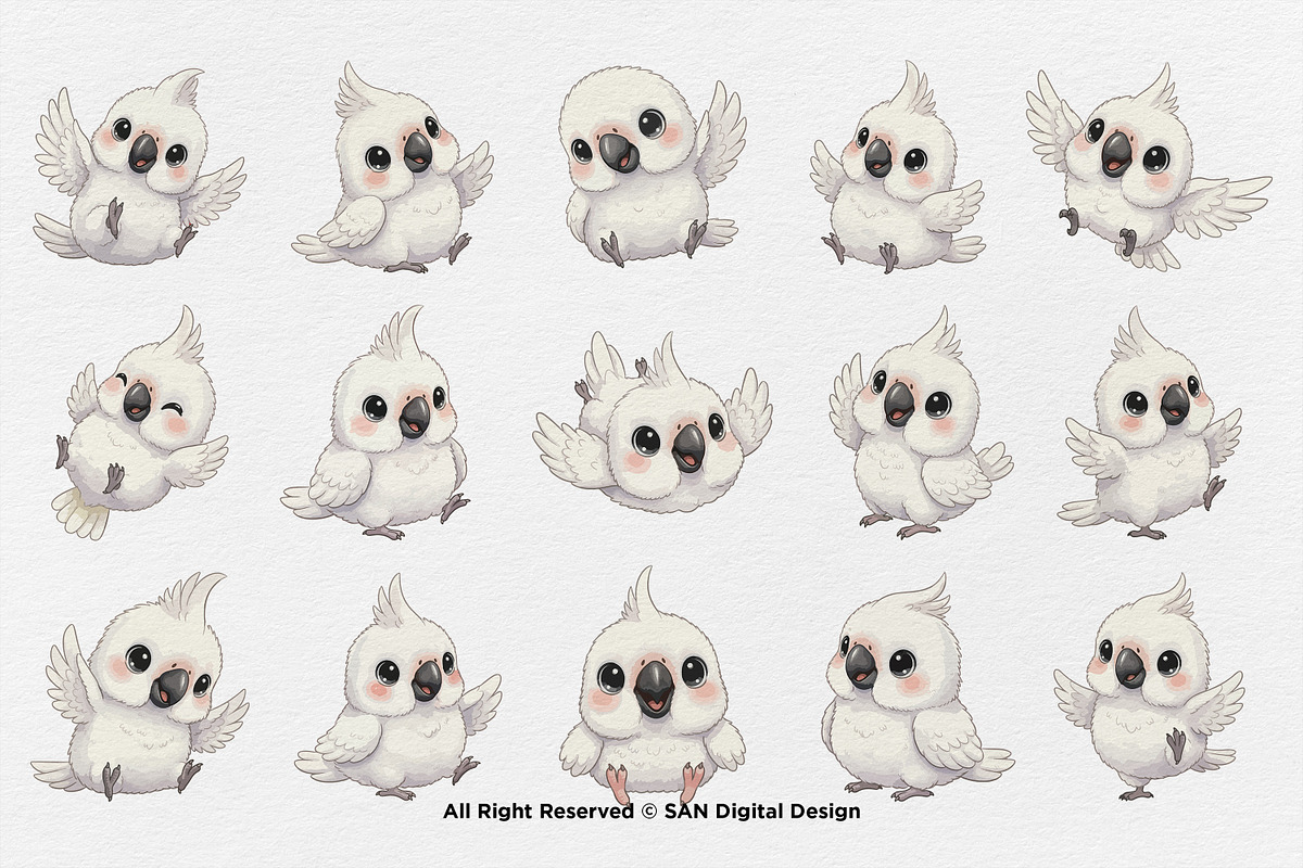 15 Bundle Watercolor White Parrot, an Animal Illustration by Morspective (Photo 8 of 8)