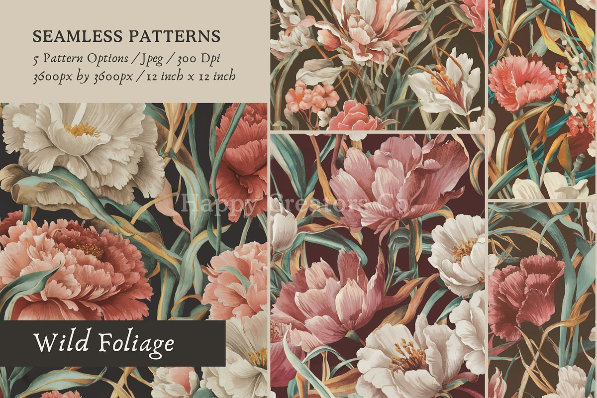 Wild Foliage Seamless Patterns, a Pattern Graphic by Happy Creators Co. (Photo 2 of 2)