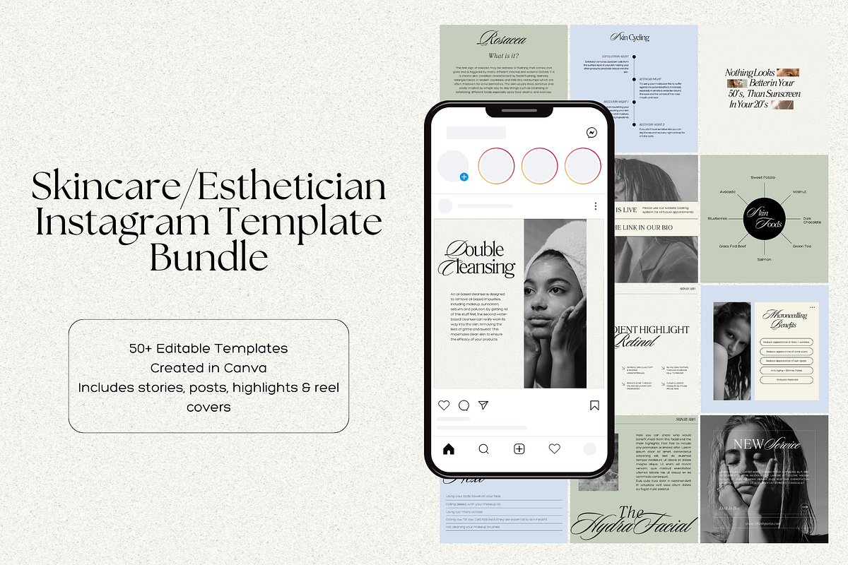 Esthetician Instagram Bundle, a Social Media Template by digitaldispositions (Photo 1 of 10)
