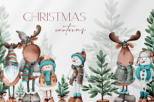 Christmas Snowmen Cartoons & Trees