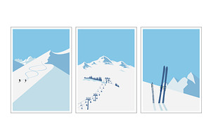 Modern retro ski posters, snowboard, a Sport Illustration by Pgmart