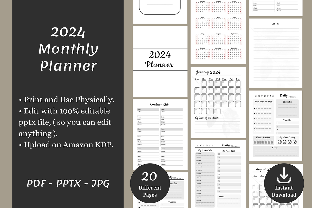 Monthly Planner, Daily Planner, a Print Template by POC Digital (Photo 2 of 7)