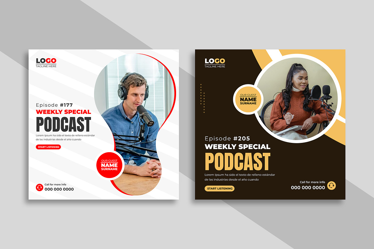 Podcast Social Media Post Template, a Social Media Template by Designgrove (Photo 2 of 2)