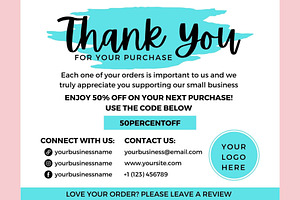 Thank you order card blue Canva 01