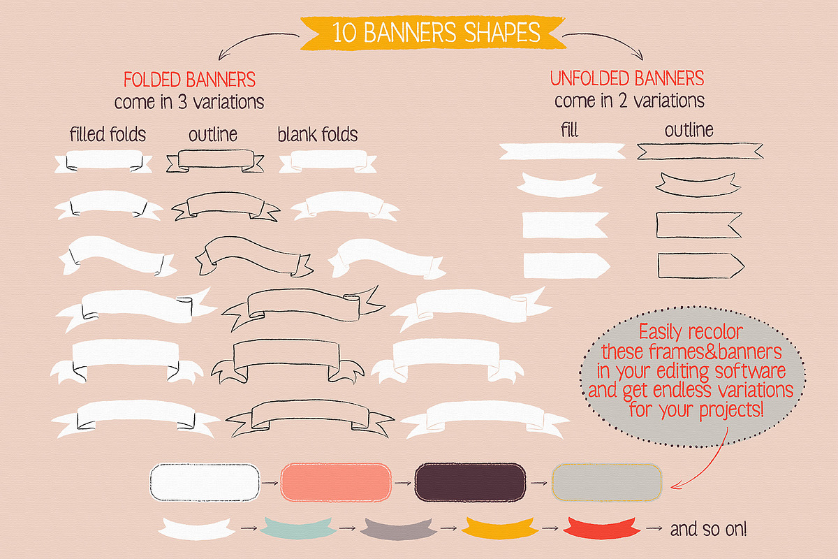 Frames and banners vector clipart, an Object Graphic by Trinibis (Photo 4 of 5)