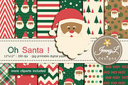 Santa Christmas Digital Papers, a Pattern Graphic by JennyL Designs (Thumbnail 1 of 5)