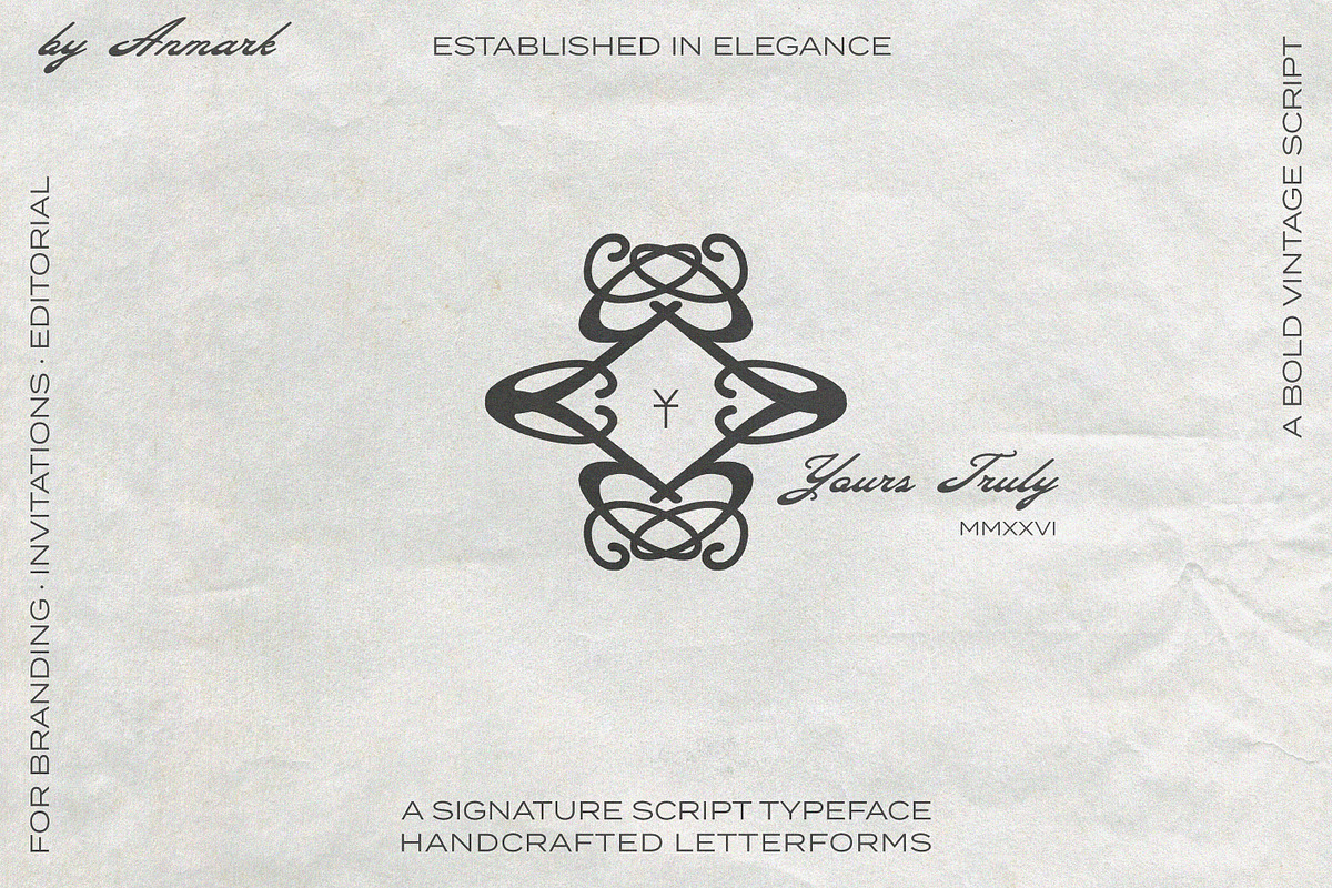 Yours Truly Bold Vintage Script Font, a Script Font by AnMark (Photo 6 of 12)