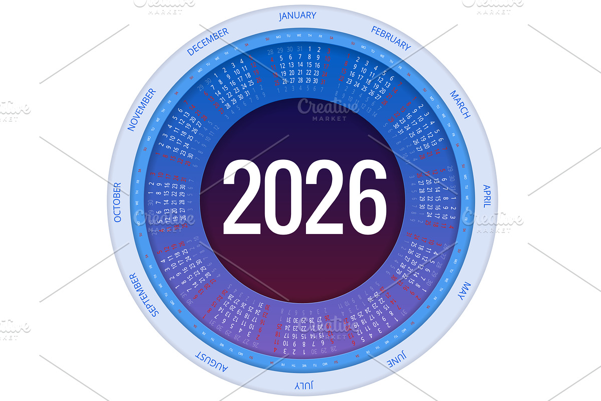 Circular Calendar planner for 2026, a Texture Illustration by Golden Sikorka
