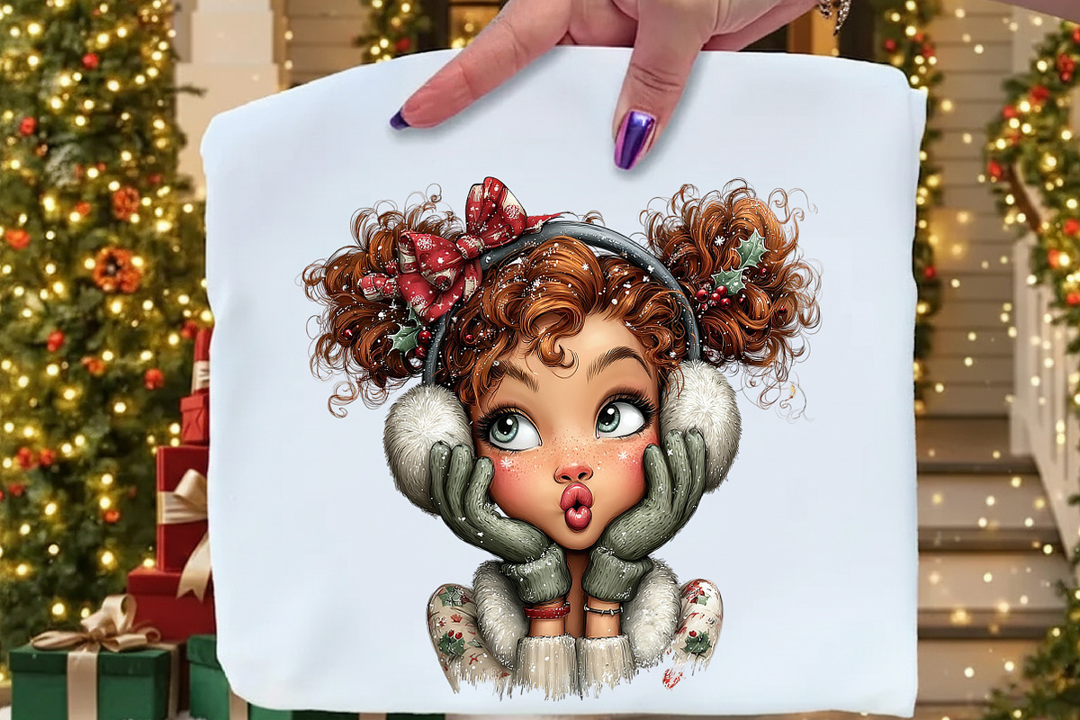Whimsical Christmas Girl Clipart, an Illustration by Craft Nest (Photo 5 of 9)