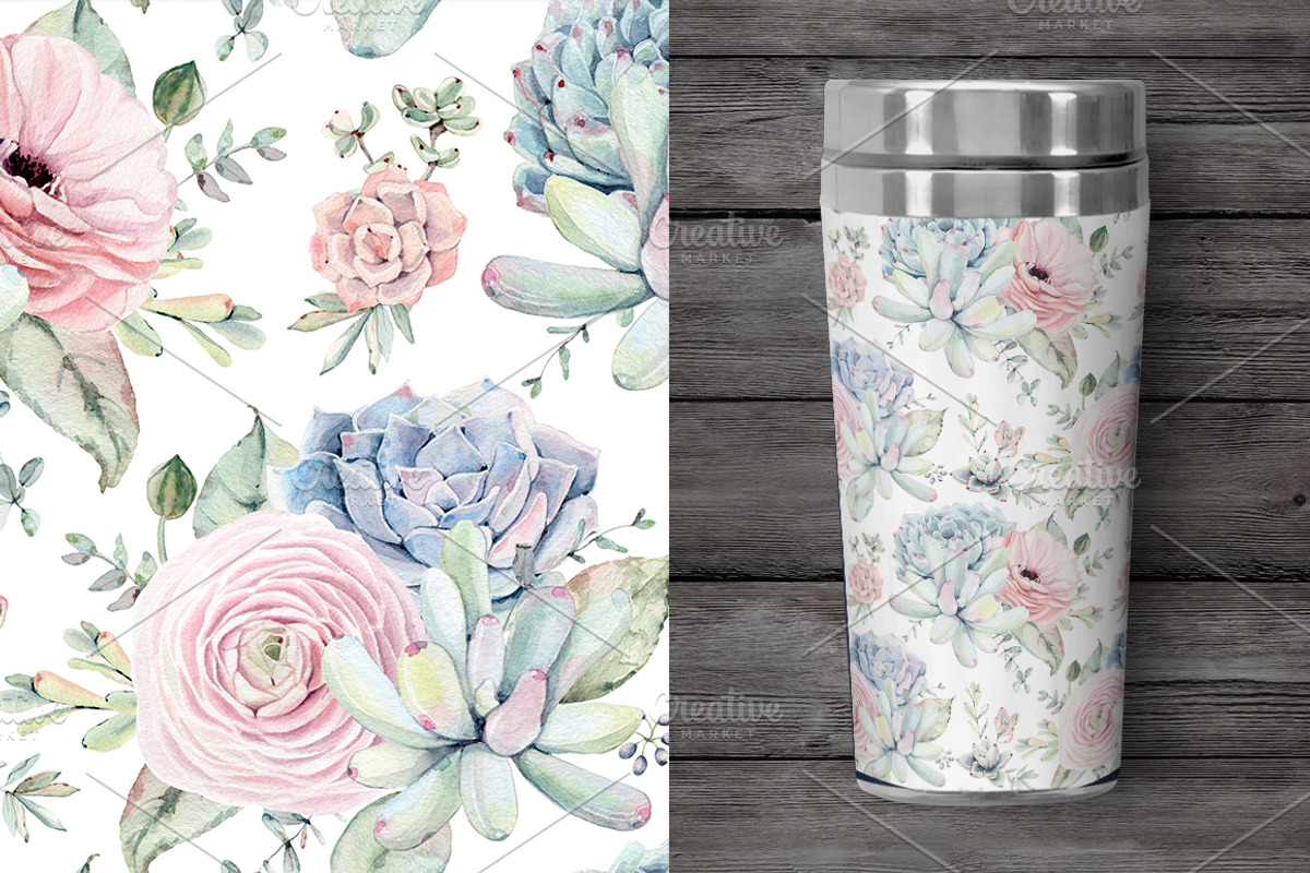 Oh my Succulents watercolor set, an Illustration by Lemaris (Photo 4 of 9)